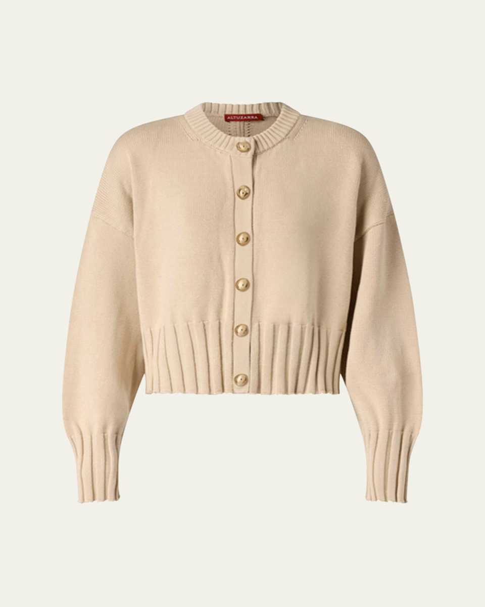 Liam Wide-Rib Crewneck Cardigan